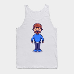 Cute Beard Man Cartoon Tank Top